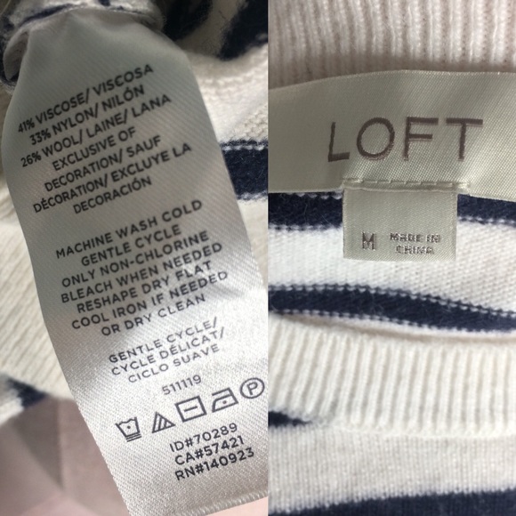 LOFT striped apple embroidered sweater Wool blend - Picture 12 of 12